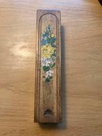 Antieke Griffeldoos met Bloemdecoratie Hout, Ophalen