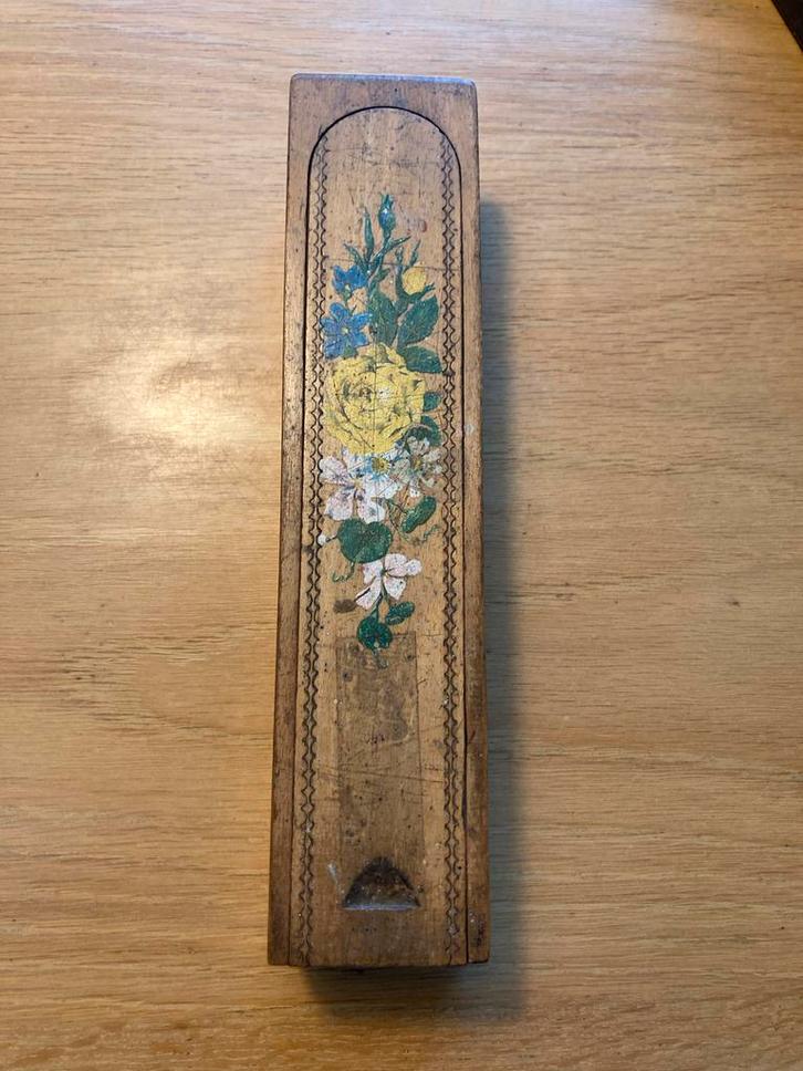 Antieke Griffeldoos met Bloemdecoratie Hout, Antiek en Kunst, Antiek | Overige Antiek, Ophalen