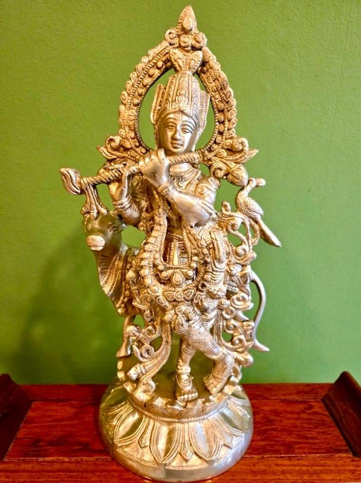 KRISHNA BEELD MET STIER 30 CM, Huis en Inrichting, Woonaccessoires | Overige, Nieuw, Ophalen of Verzenden