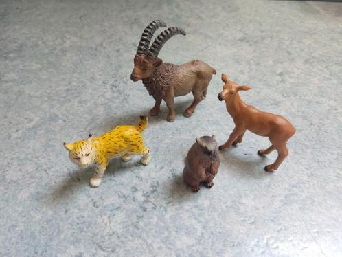 Schleich Bos Berg dieren 4 stuks 1990 - 1996 Marmot, lynx ea, Verzamelen, Dierenverzamelingen, Zo goed als nieuw, Beeldje of Figuurtje