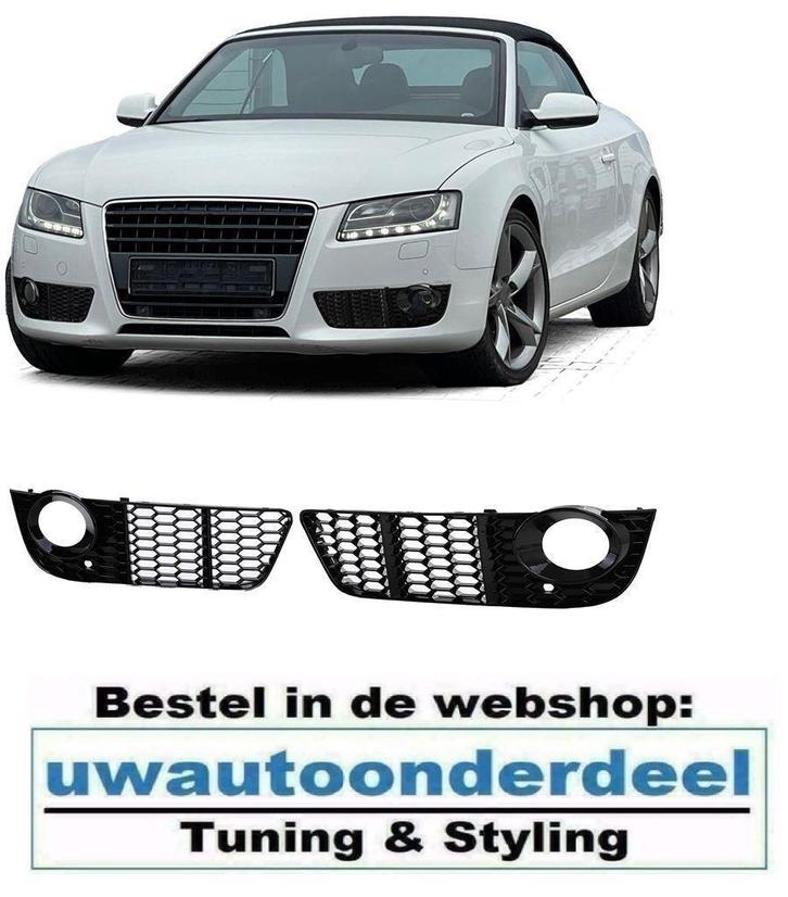 Honingraat Grill Afdekkap Mistlampen Zwart Voor Audi A5 8T, Auto diversen, Tuning en Styling, Verzenden