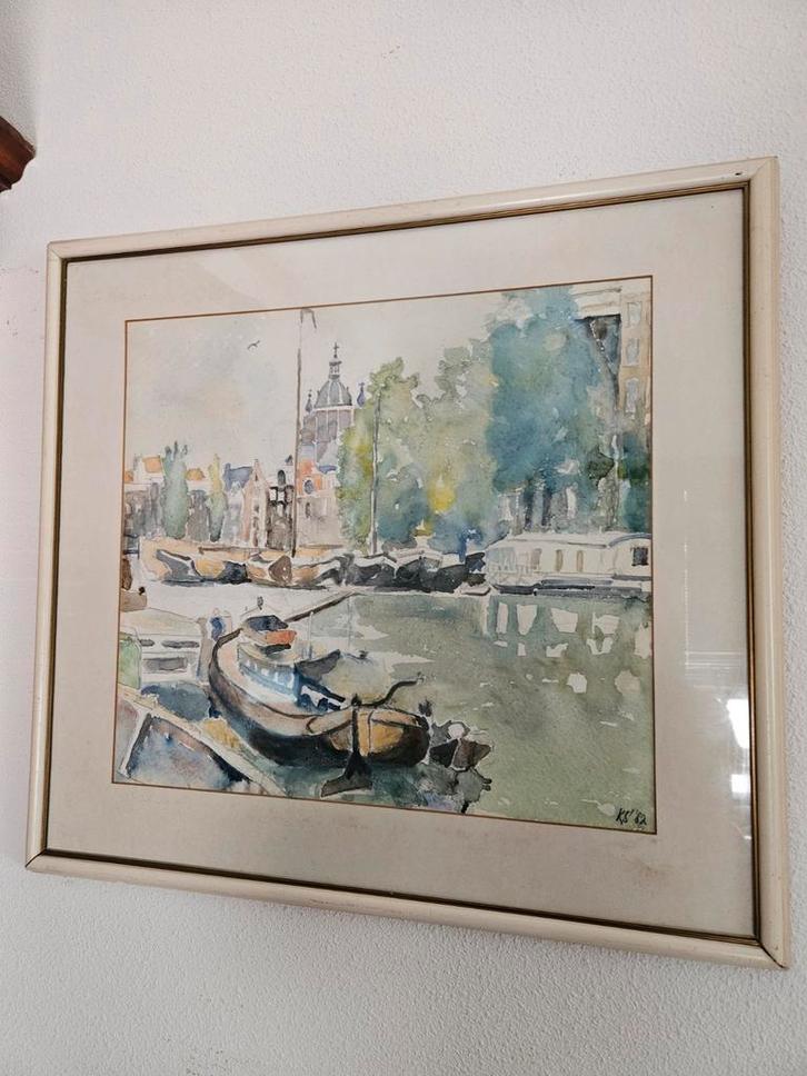 Aquarel uit 1982, Antiek en Kunst, Kunst | Litho's en Zeefdrukken, Ophalen of Verzenden