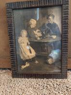 Oude ingelijste prent van een familie, Antiek en Kunst, Ophalen