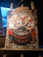4 kinderen bij de waterput, Minder dan 50 cm, Ophalen of Verzenden, Schilderij, Oorspronkelijke maker