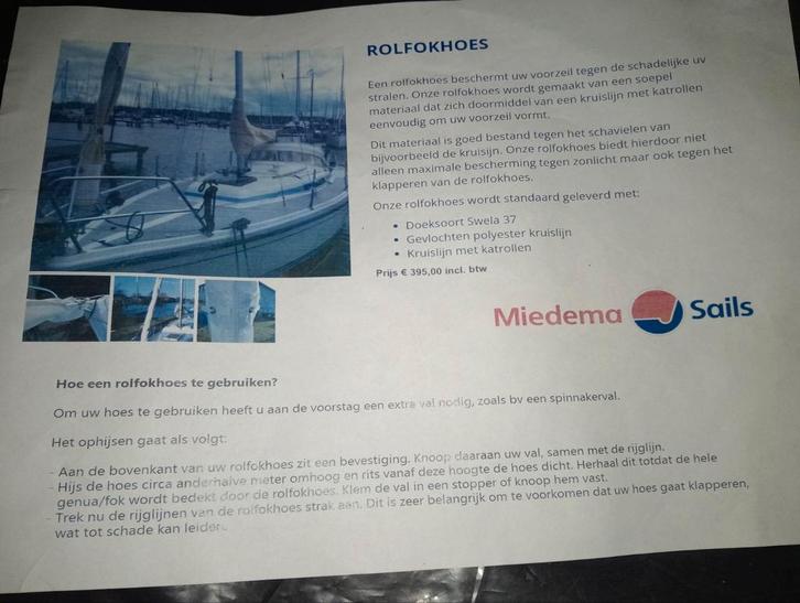 Nieuwe Miedema Rolfokhoes - 7-8m boten, Watersport en Boten, Accessoires en Onderhoud, Ophalen of Verzenden