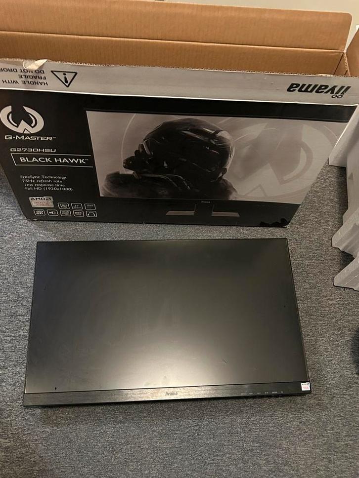 Iiyama G-Master Black Hawk G2730HSU - 27 inch, Computers en Software, Monitoren, Gebruikt, 61 t/m 100 Hz, DisplayPort, HDMI, VGA