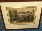 Schilderij met prent van Oud Leusden, Antiek en Kunst, Ophalen of Verzenden