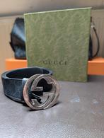 ORIGINEEL - GUCCI HEREN MONOGRAM RIEM - ZWART - 85 CM, Kleding | Heren, Ophalen of Verzenden, Zo goed als nieuw, Zwart, Minder dan 95 cm