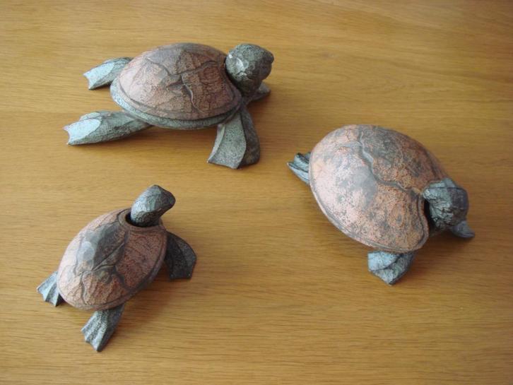 Set houten schildpadden met deksel, Antiek en Kunst, Kunst | Beelden en Houtsnijwerken, Ophalen of Verzenden