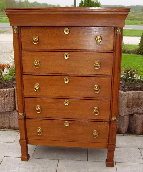 Prachtige antieke eiken empire ladenkast chiffoniere, Antiek en Kunst, Antiek | Meubels | Kasten, Ophalen