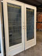 Oude ensuite / schuifdeuren glas in lood 221x177, Ophalen, Gebruikt, Binnendeur, Schuifdeur
