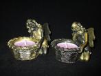 set Elfjes, luxe brons- & goud-kleur, 2 Waxinelicht beeldjes, Ophalen of Verzenden, Nieuw, Beeldje of Poppetje