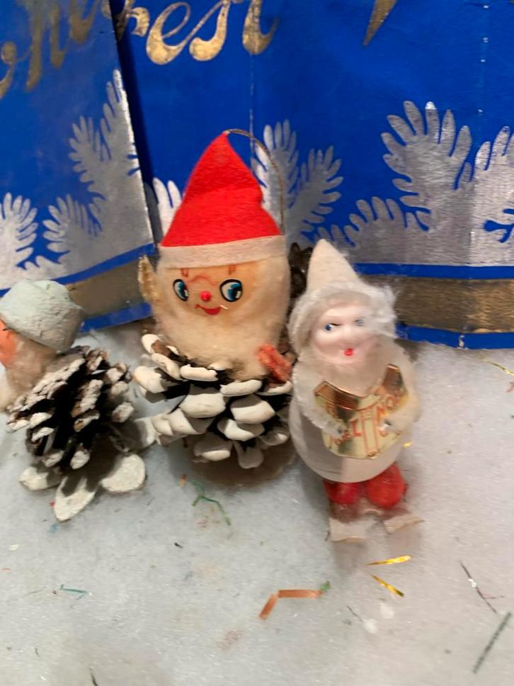 #kerst Vintage Kerstboomhangers - Paddenstoelmannetjes, Diversen, Kerst, Gebruikt, Ophalen of Verzenden