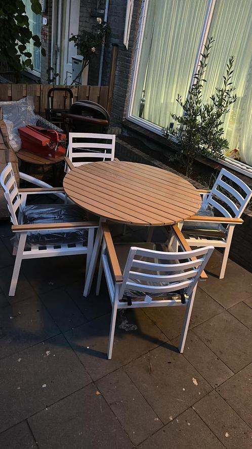 5-delige Tuinmeubelset inclusief 1 tafel 4 stoelen bistroset, Tuin en Terras, Tuinsets en Loungesets, Nieuw, Aluminium, Stoel