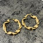 14k gouden wokkels oorbellen nieuw italy, Ophalen of Verzenden, Nieuw, Goud