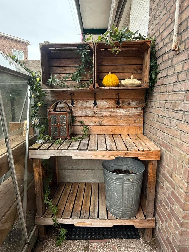 Oppottafel - Zelfgemaakt, Tuin en Terras, Tuinhuizen, Gebruikt, Overige typen, Hout, Minder dan 250 cm, Minder dan 200 cm, Zonder ramen