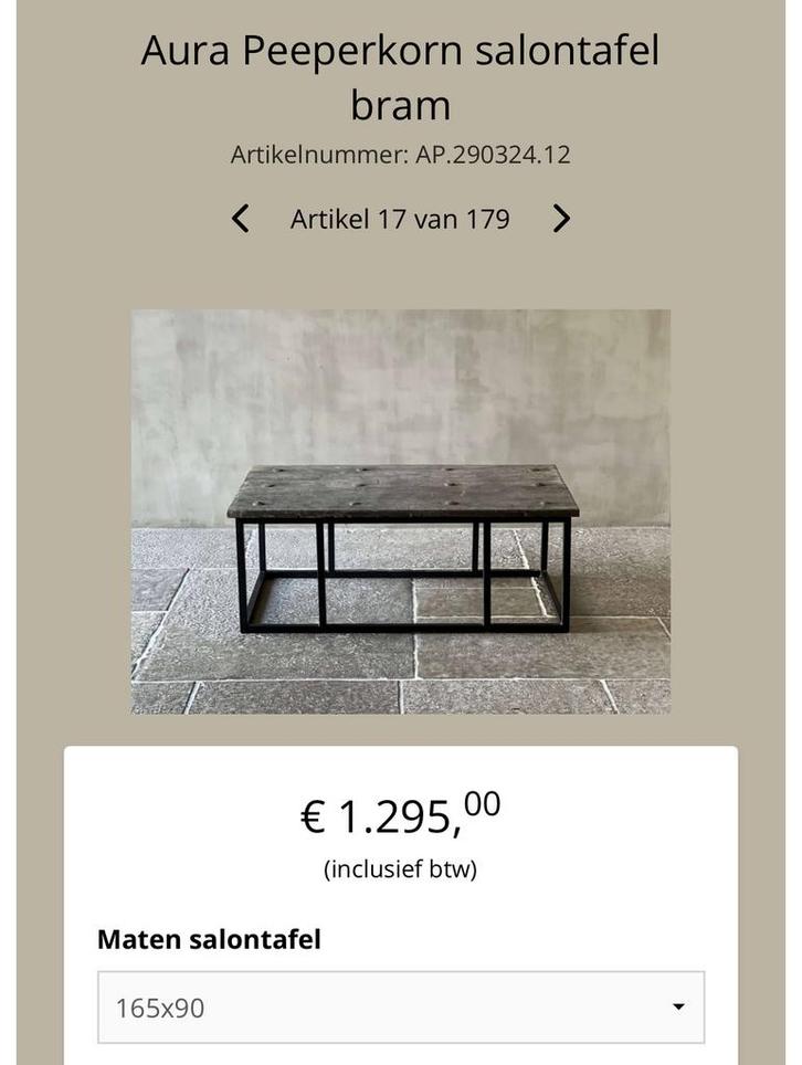 Aura Peeperkorn salontafel Bram, Huis en Inrichting, Tafels | Salontafels, Zo goed als nieuw, Minder dan 50 cm, 50 tot 100 cm