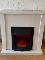 Moderne witte schouw met sfeerhaard, Huis en Inrichting, Haarden, Ophalen, Zo goed als nieuw, Vrijstaande haard, Elektrische haard