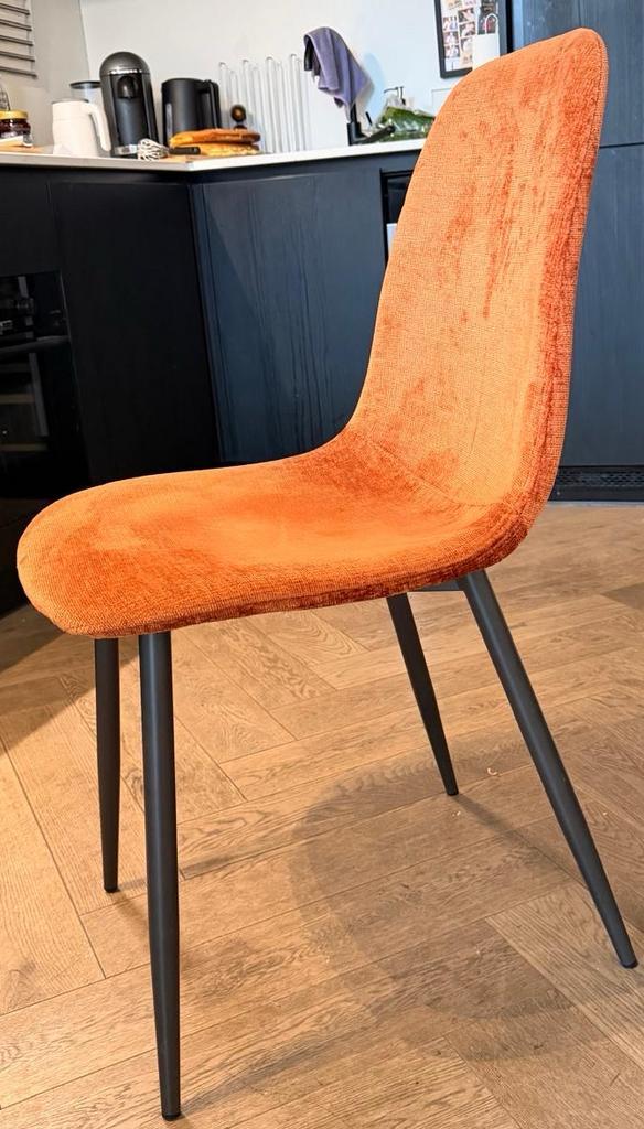 4 Sklum Eetkamerstoelen - Terracotta - Zo Goed Als Nieuw, Huis en Inrichting, Stoelen, Zo goed als nieuw, Vier, Stof, Overige kleuren