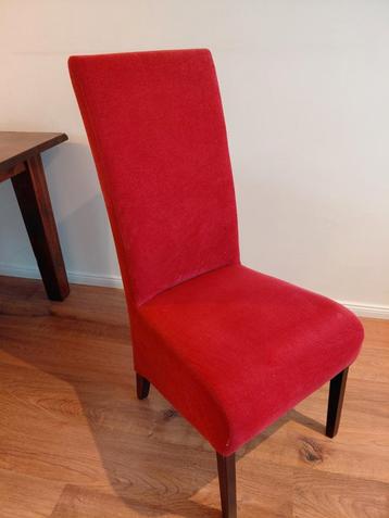 6 Rode Eethoekstoelen - Donkerhouten Poten beschikbaar voor biedingen