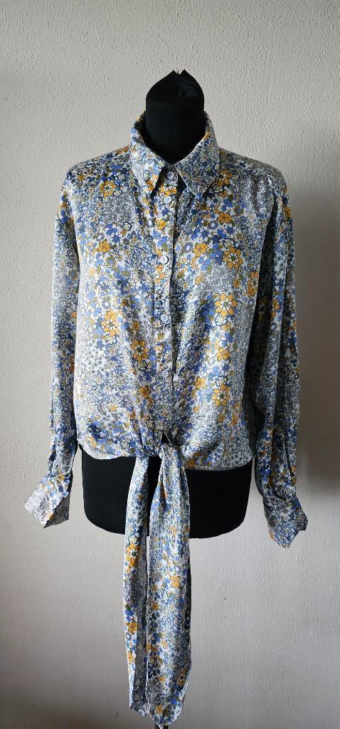 blauw bloemprint blouse van Karen by simonsen maat 36 (3825), Kleding | Dames, Blouses en Tunieken, Maat 36 (S), Blauw, Ophalen of Verzenden