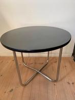 Bijzettafel in stijl Bauhaus, Gispen, vintage, zwart/chroom, Overige materialen, Gebruikt, Rond, 55 tot 75 cm