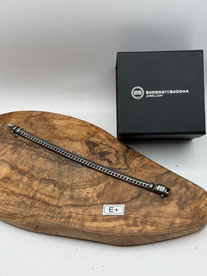 “BEN XS BLACK RHODIUM” buddha to buddha 20,5cm• Maat: E+, Sieraden, Tassen en Uiterlijk, Armbanden, Zo goed als nieuw, Zilver