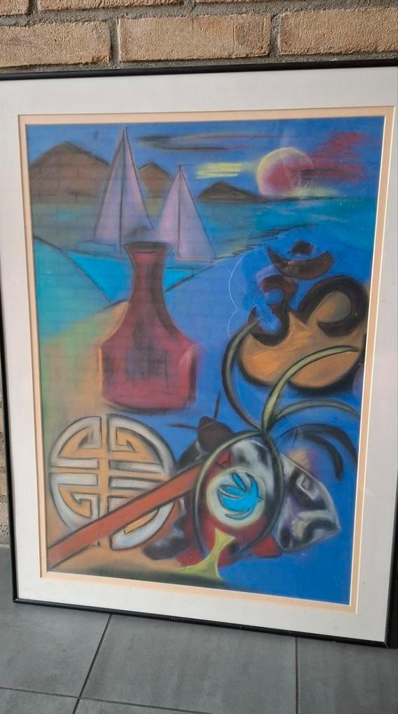 Kunst ingelijst afm lijst 62x82, Antiek en Kunst, Kunst | Schilderijen | Abstract, Ophalen