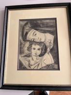 prachtig ingelijste houtskool tekening gesigneerd Jan Toorop, Ophalen