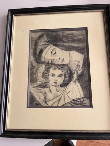 prachtig ingelijste houtskool tekening gesigneerd Jan Toorop beschikbaar voor biedingen