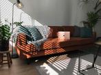 Cognac driezitsbank, Huis en Inrichting, Ophalen, Gebruikt, Stof, Driepersoons
