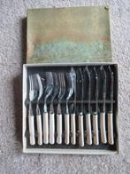 VISBESTEK antiek 6 delig in originele doos met benen handvat, Antiek en Kunst, Antiek | Bestek, Ophalen of Verzenden