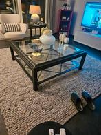 SALONTAFEL ZWART 120X120x45, Ophalen, Vierkant, Zo goed als nieuw, Glas