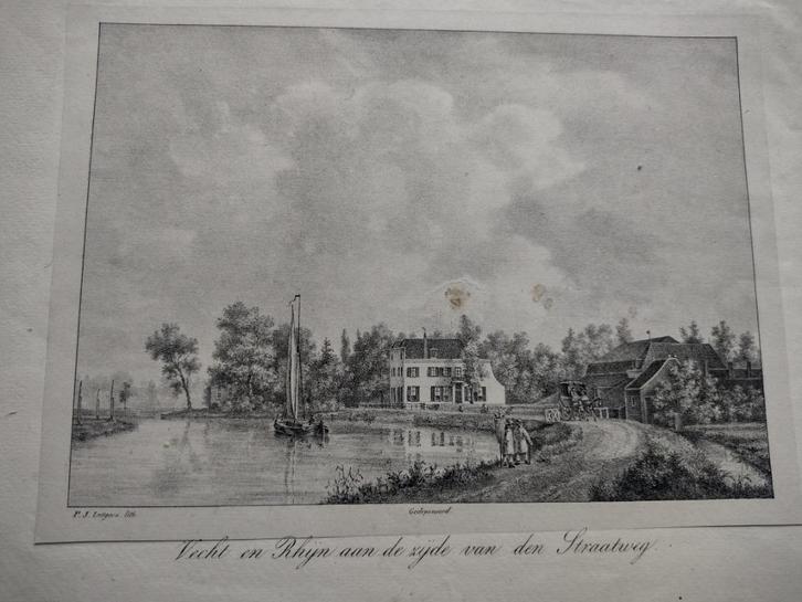 37 / Breukelen Vecht en Rhijn Litho 1836, Antiek en Kunst, Kunst | Litho's en Zeefdrukken, Ophalen of Verzenden