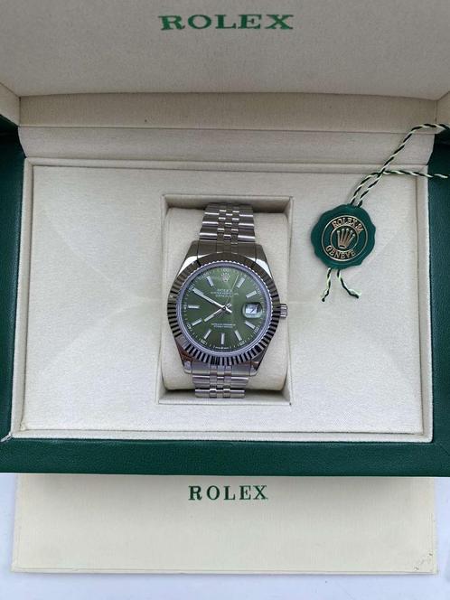 Rolex Datejust Green Dial | 41mm, Sieraden, Tassen en Uiterlijk, Horloges | Heren, Nieuw, Rolex, Staal, Ophalen of Verzenden