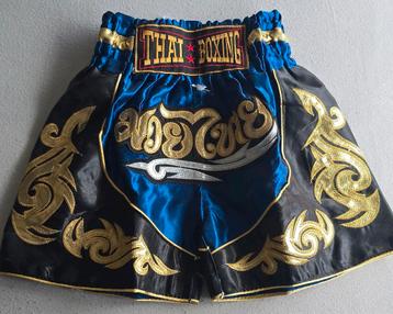 Thaiboxing Kickboksbroekje Blauw/Zwart XXS (kindermaat)  beschikbaar voor biedingen