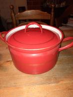 2 rode emaille pannen met goudbies, Ophalen of Verzenden