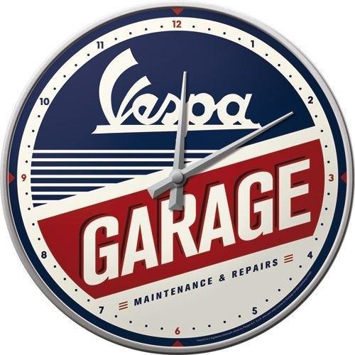Vespa Garage repairs scooter reclame klok wandklok deco, Verzamelen, Automerken, Motoren en Formule 1, Gebruikt, Auto's, Ophalen of Verzenden
