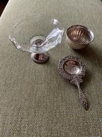 Vintage Bonbonschaaltje, bakje & theezeefje zilver, Antiek en Kunst, Ophalen