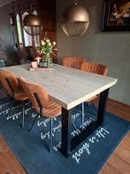 Eethoekstoelen met tafel, Huis en Inrichting, Stoelen, Ophalen of Verzenden, Zo goed als nieuw, Bruin