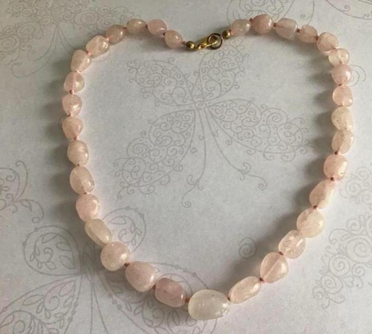 Mooie ketting edelsteen massieve kralen Rozenkwarts, Sieraden, Tassen en Uiterlijk, Kettingen, Nieuw, Steen of Mineraal, Roze