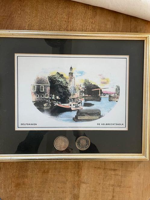 Delfshaven Aelbrechtskolk met 2 Matjes Ingelijst, Antiek en Kunst, Kunst | Tekeningen en Foto's, Ophalen