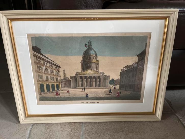 Opticaprent Pantheon, 18e eeuw, handgekleurd, Antiek en Kunst, Kunst | Etsen en Gravures, Ophalen of Verzenden