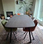 Eetkamertafel grijs/zwart, Deens ovaal, zgan 240x110, 8 pers, Huis en Inrichting, 100 tot 150 cm, Eikenhout, 200 cm of meer, Ophalen of Verzenden