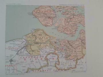 B051/ Plattegrond kerkelijke indeling zuid-west Zeeland 1550 beschikbaar voor biedingen