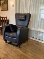 Relaxfauteuil, sta-op-stoel, donkerblauw leer., Minder dan 75 cm, Leer, Zo goed als nieuw, 50 tot 75 cm