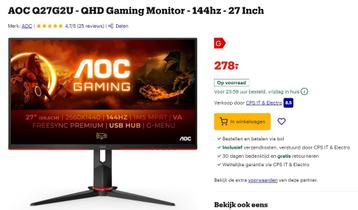 Monitor AOC Q27G2U (niet werkend) beschikbaar voor biedingen