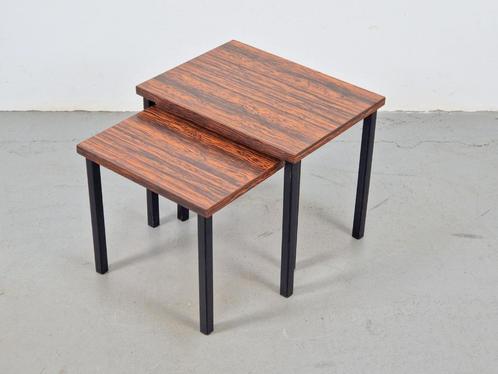 Vintage 2 bijzettafel nesting Pastoe mimiset ´60 mid century, Huis en Inrichting, Tafels | Bijzettafels, Gebruikt, Rechthoekig