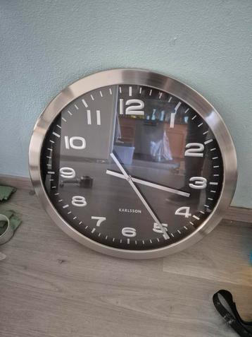 Karlsson Wandklok - 50cm - Zwart/Zilver beschikbaar voor biedingen