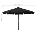 Parasol met houten paal 330 cm zwart gratis bezorgd, Tuin en Terras, Parasols, Nieuw, Ophalen of Verzenden, Stokparasol, 3 tot 4 meter